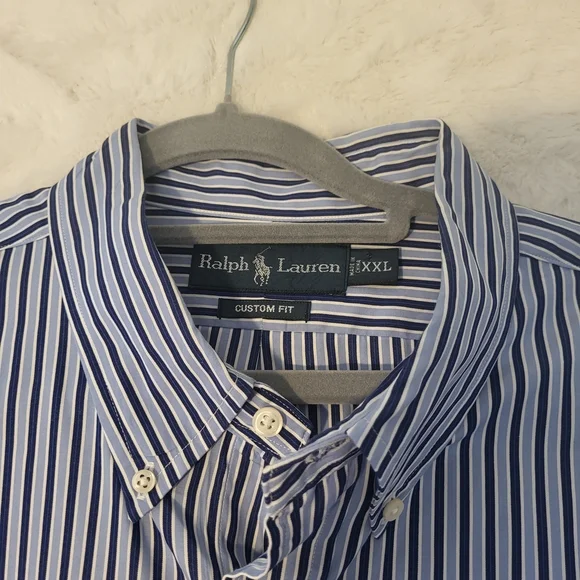 Ralph Lauren Navy Striped Button Down Shirt - Picture 8 of 14